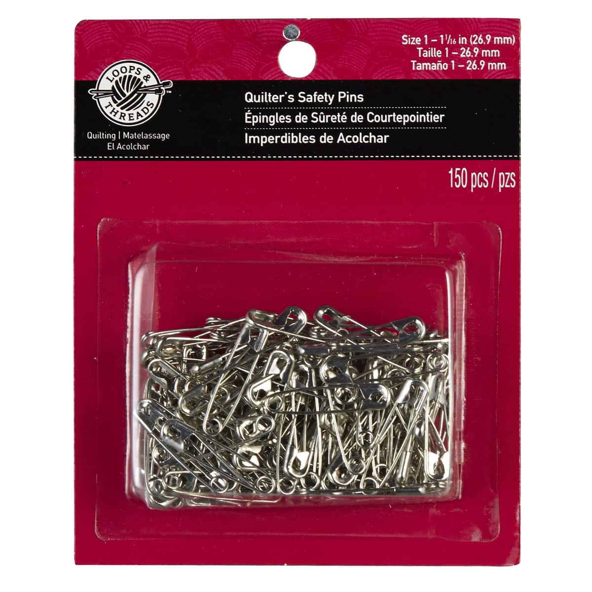12 Packs: 150 ct. (1,800 total) 1 1/16" Quilter's Safety Pins by Loops & Threads™