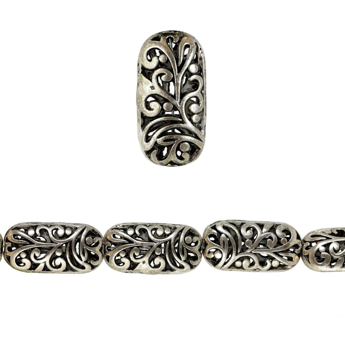 Bead Gallery Silver Plated Vine Pattern Beads, 20mm