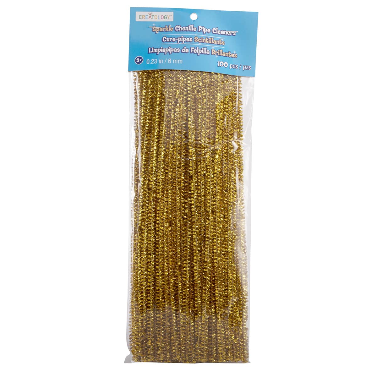 12 Packs: 100 ct. (1,200 total) Gold Glitter Chenille Pipe Cleaners by Creatology&#x2122;