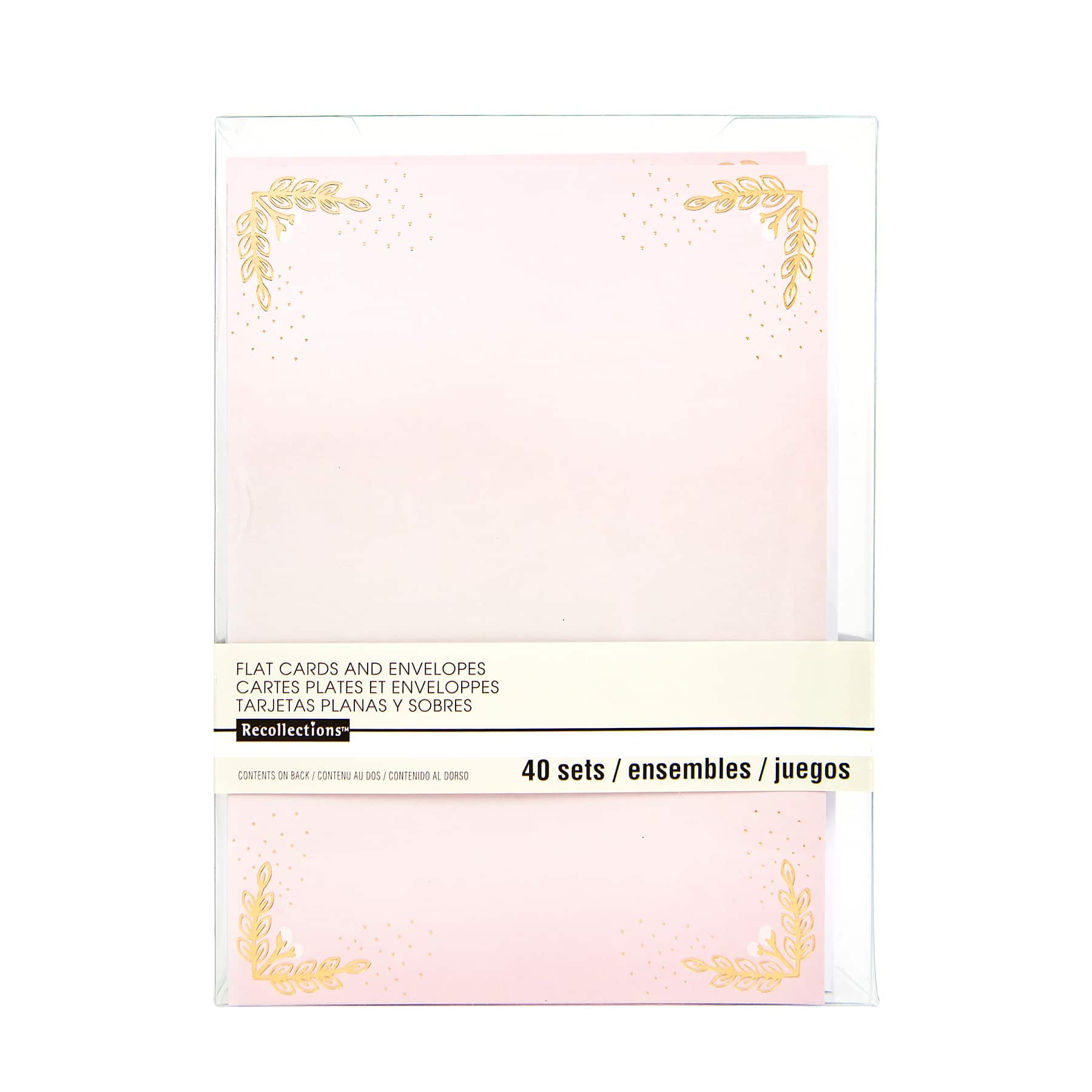 12 Packs: 40 ct. (480 total) Blush Glam Flat Cards &#x26; Envelopes by Recollections&#x2122;, 5&#x22; x 7&#x22;