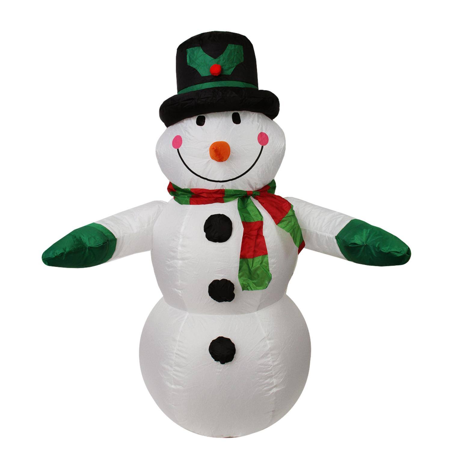 4ft. Inflatable Lighted Snowman with Top Hat Christmas Yard Art Decoration