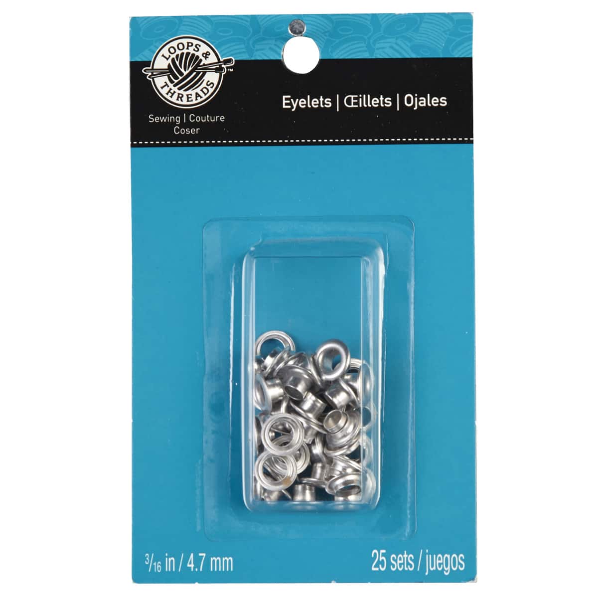 12 Packs: 25 ct. (300 total) 3/16&#x22; Silver Eyelets by Loops &#x26; Threads&#x2122;