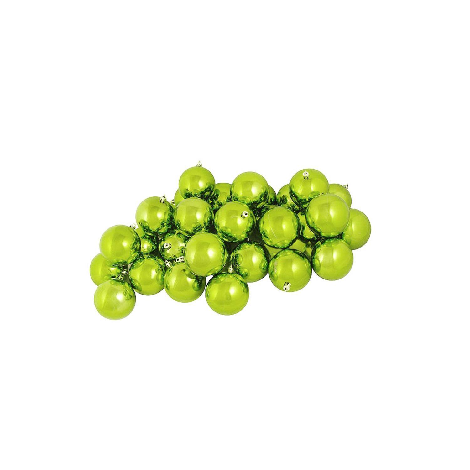 60ct Shiny Green Kiwi Shatterproof Ball Ornaments