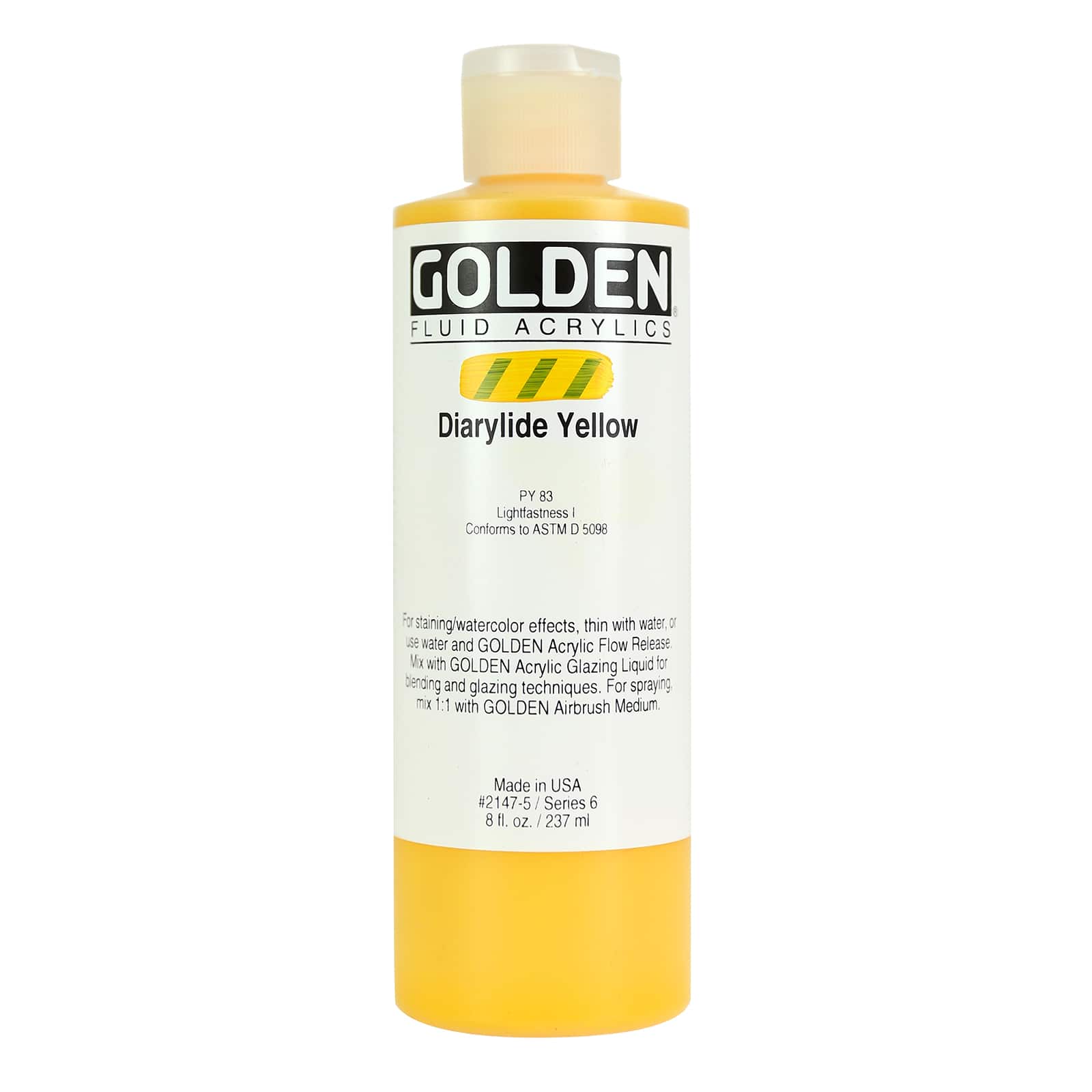 Golden Fluid Acrylics, 8 oz Paint in Diarylide Yellow