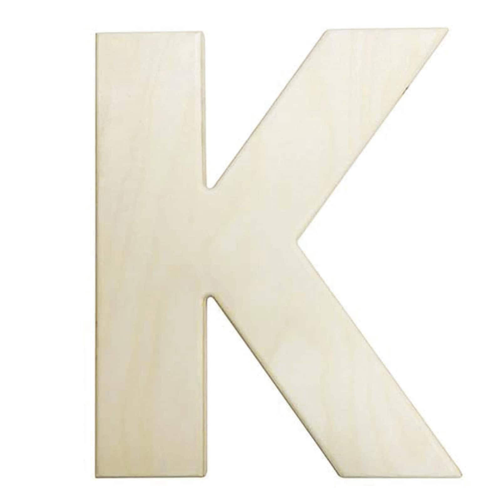 Large Wooden Letters: 12 inch Unfinished Wood Letter K
