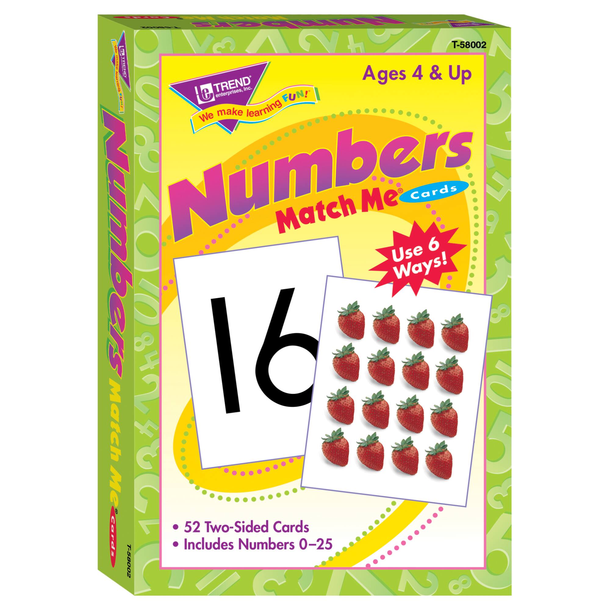 Trend Enterprises&#xAE; Numbers 0-25 Match Me&#xAE; Cards, 6 Sets