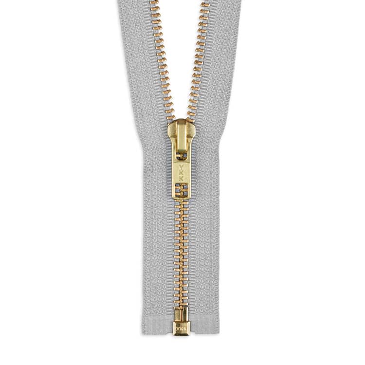 YKK 30" Chrome Gray #5 Brass Open End Zipper