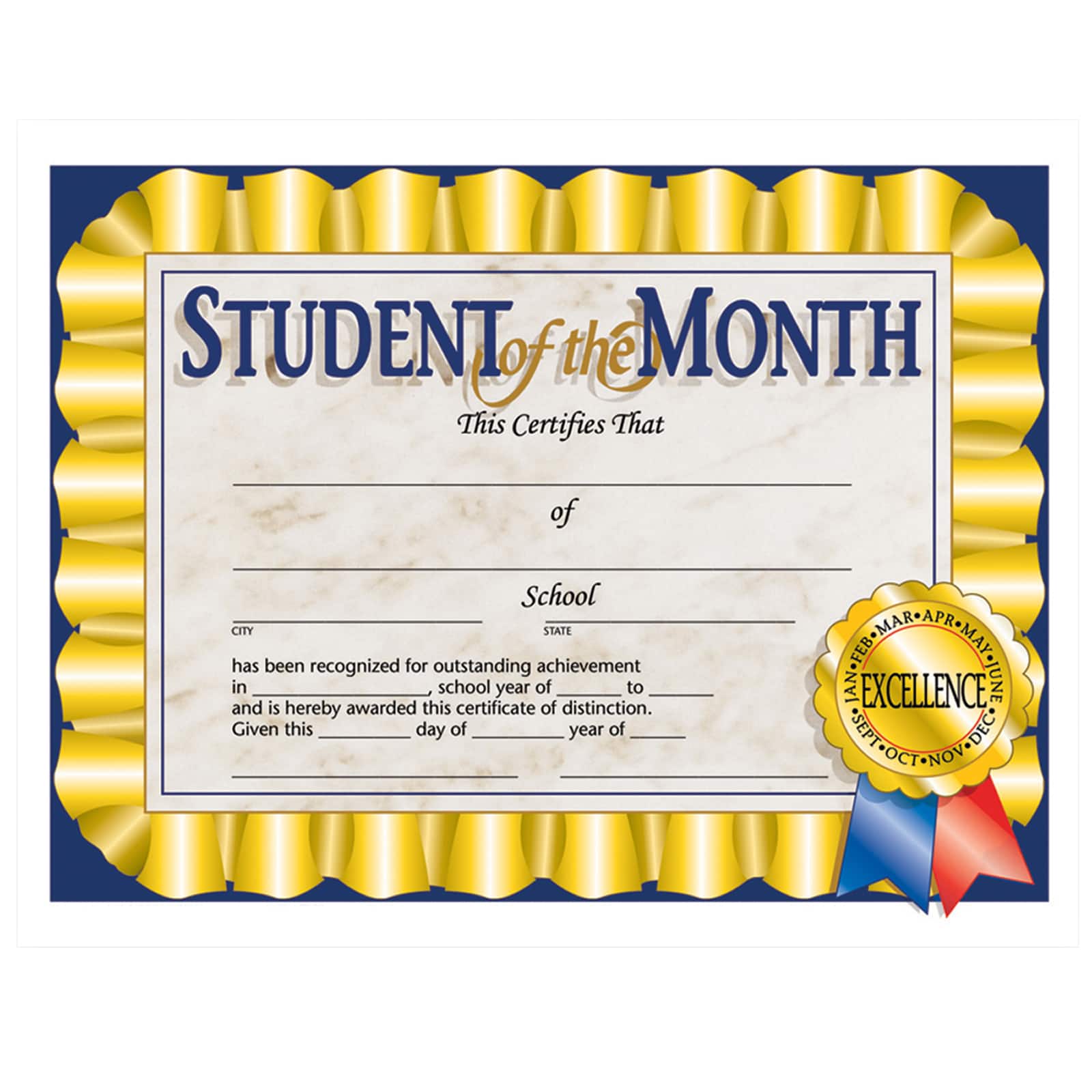 Flipside Products 22.22” x 22” Student of the Month Certificate, 22 Pack Bundle With Regard To Teacher Of The Month Certificate Template