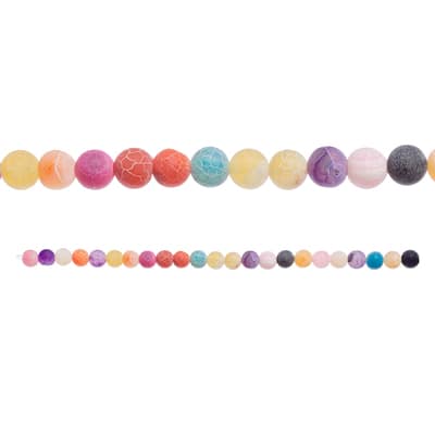8mm Round Matte Multicolor Crackled Agate Beads By Bead Landing™ image