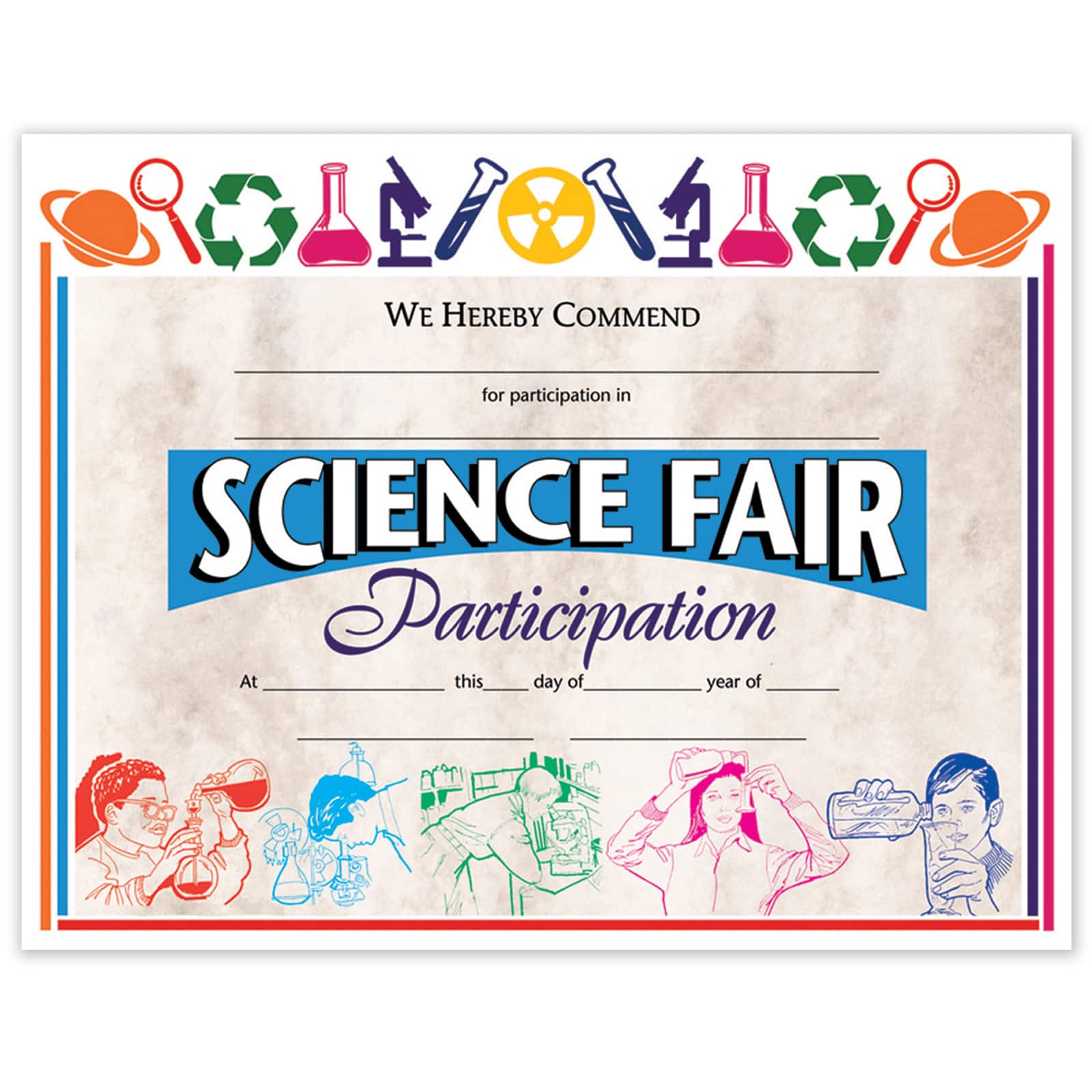 Flipside Products 8.5&#x201D; x 11&#x201D; Science Fair Participation Award, 6 Pack Bundle