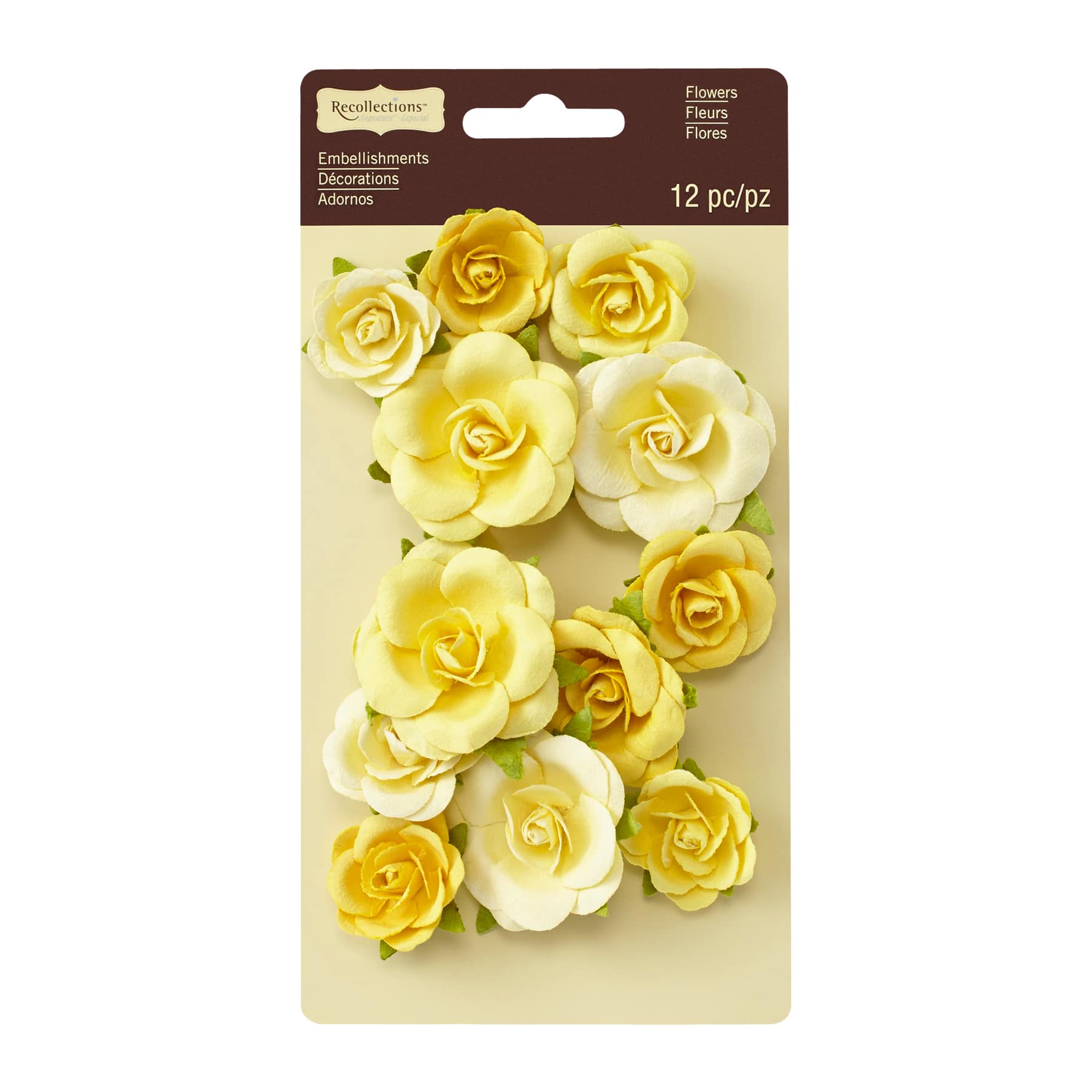 12 Packs: 12 ct. (144 total) Signature™ Yellow Sweetwater Rose Embellishments by Recollections™