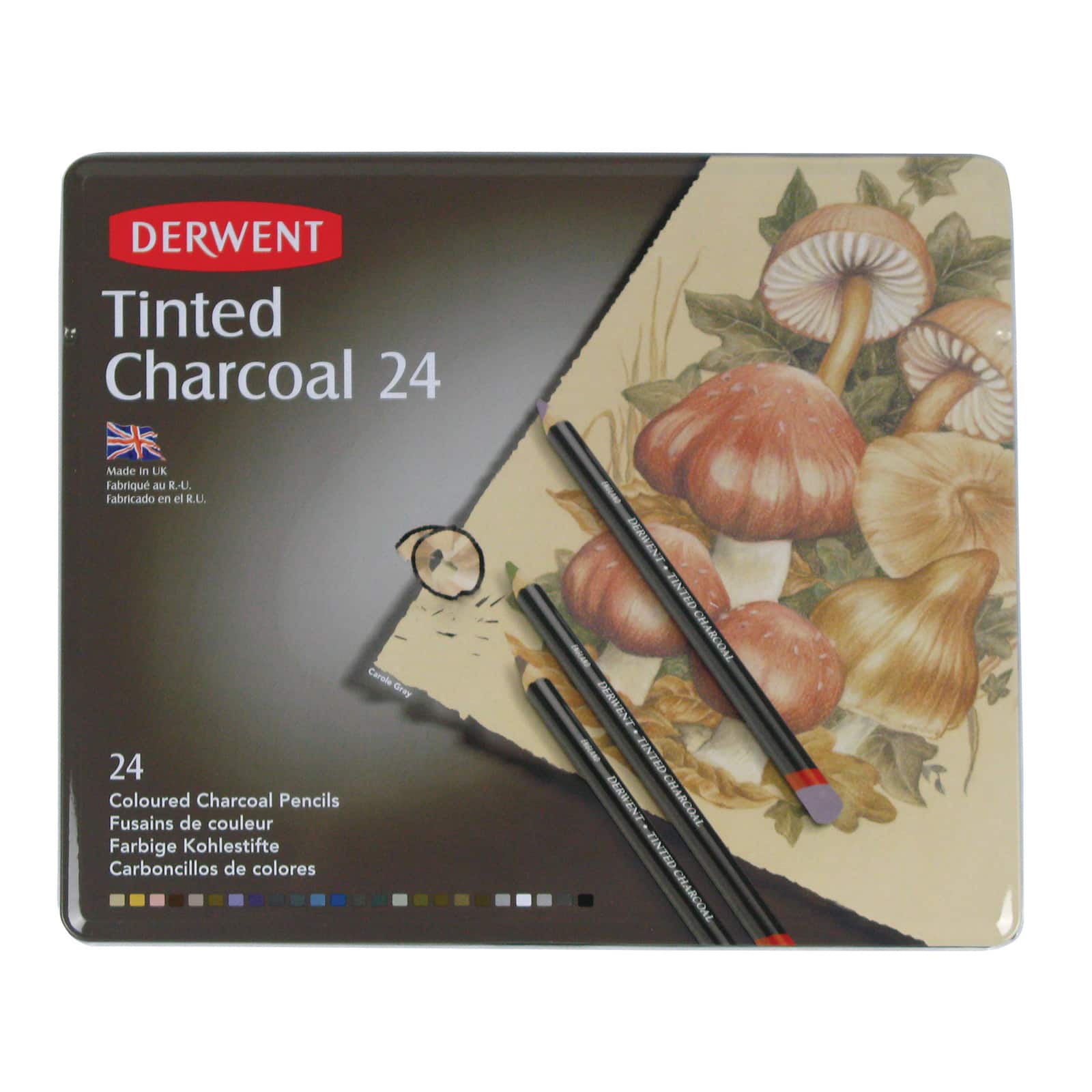 Derwent&#xAE; Tinted Charcoal Pencil 24 Color Tin Set