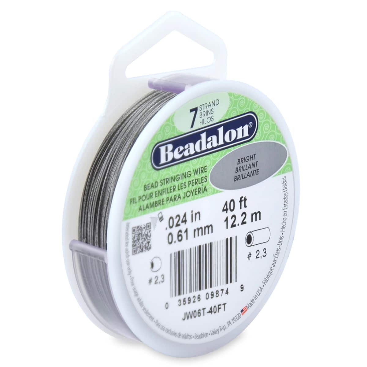 12 Pack: Beadalon® 0.61mm Bright 7 Strand Bead Stringing Wire