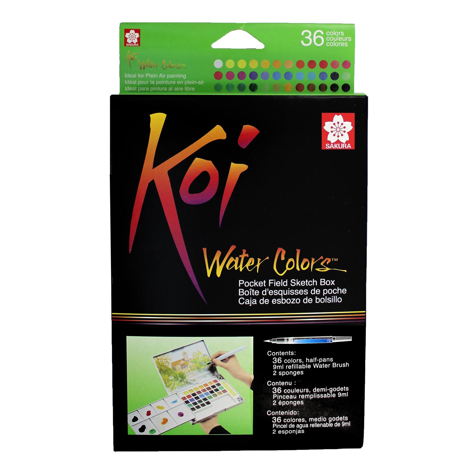Koi&#xAE; Water Colors&#x2122; Pocket Field Sketch Box, 36 Colors