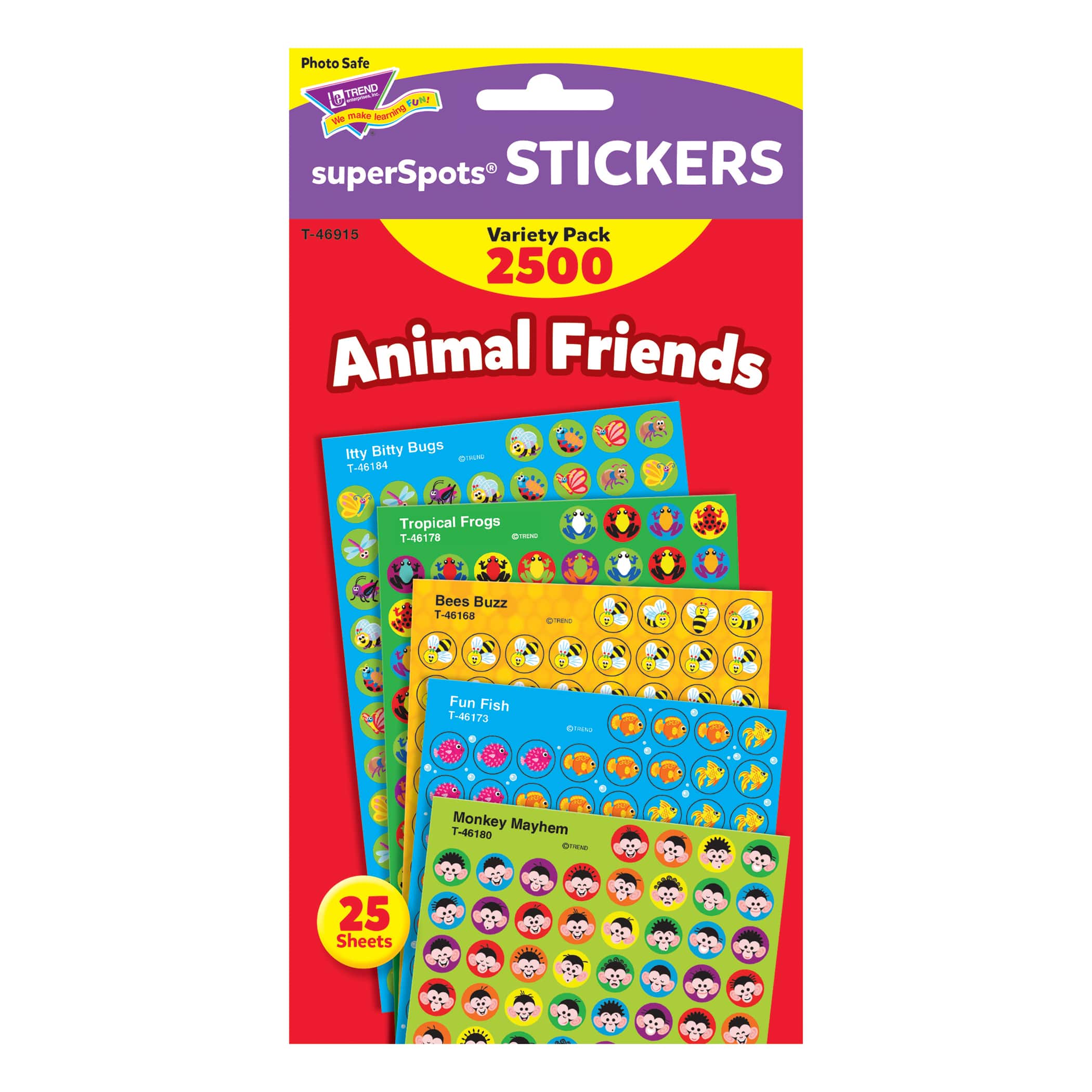 Trend Enterprises&#xAE; superSpots&#xAE; 7/16&#x201D; Animal Friends Stickers, 3 Pack Bundle
