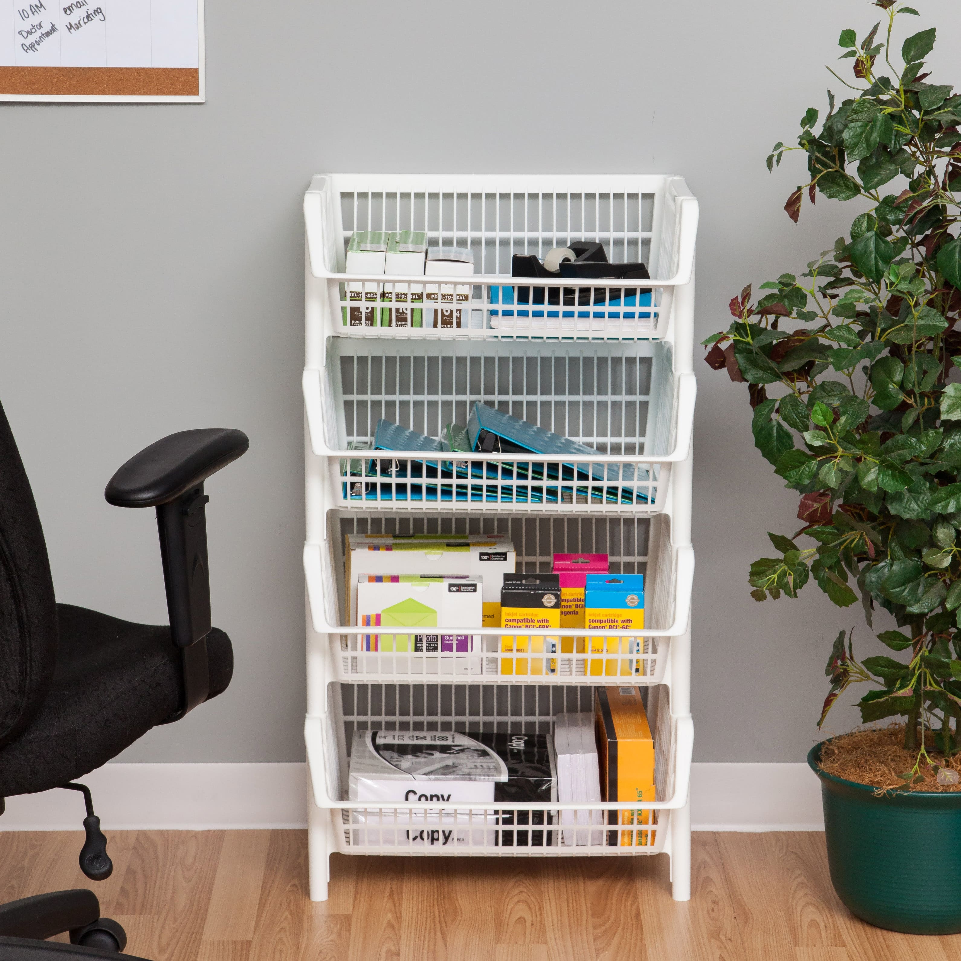 Iris® White Jumbo Stacking Basket, 4 Pack