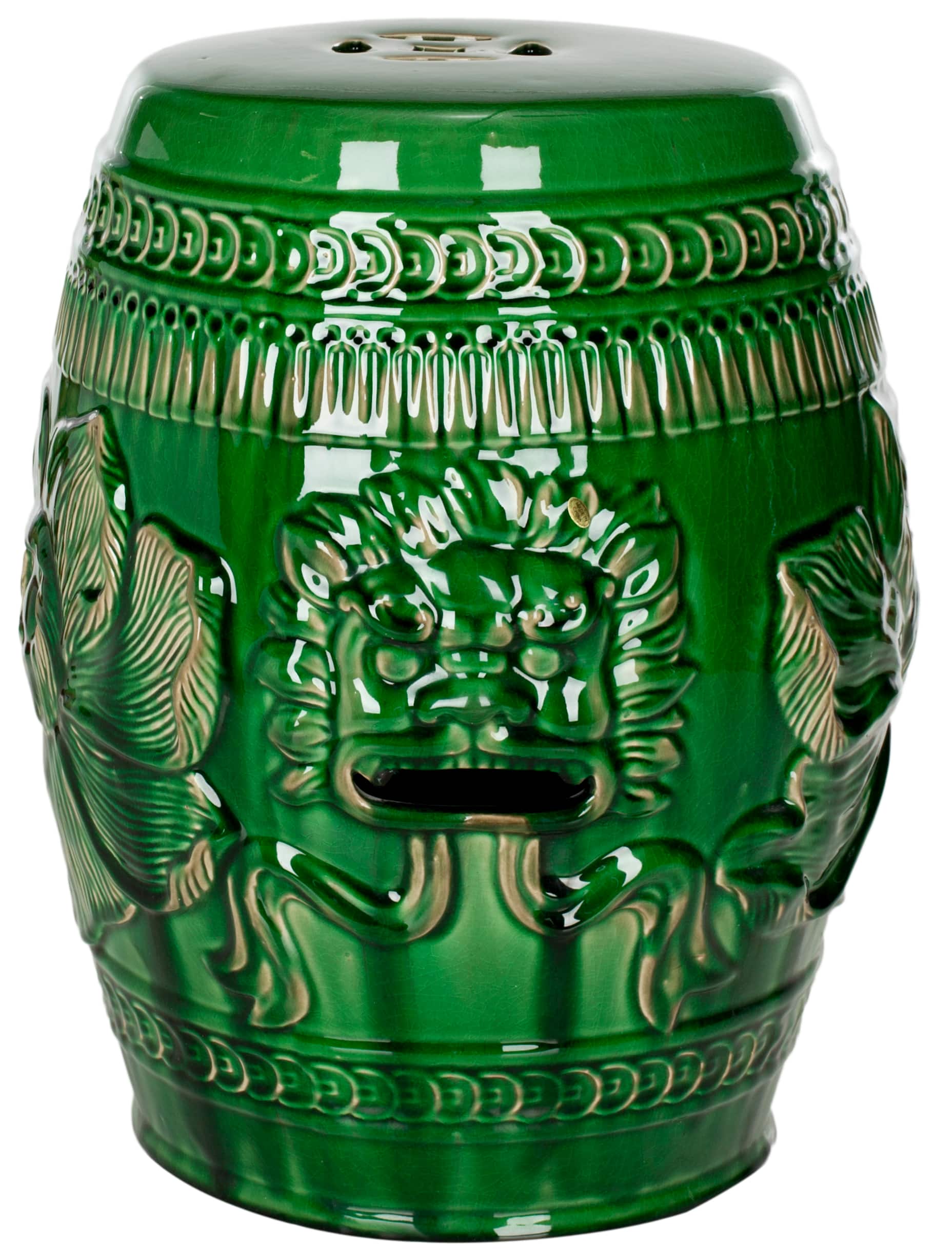 Chinese Dragon Stool in Green