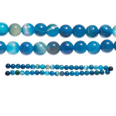 Blue Striped Agate Round Beads, 6mm by Bead Landing™