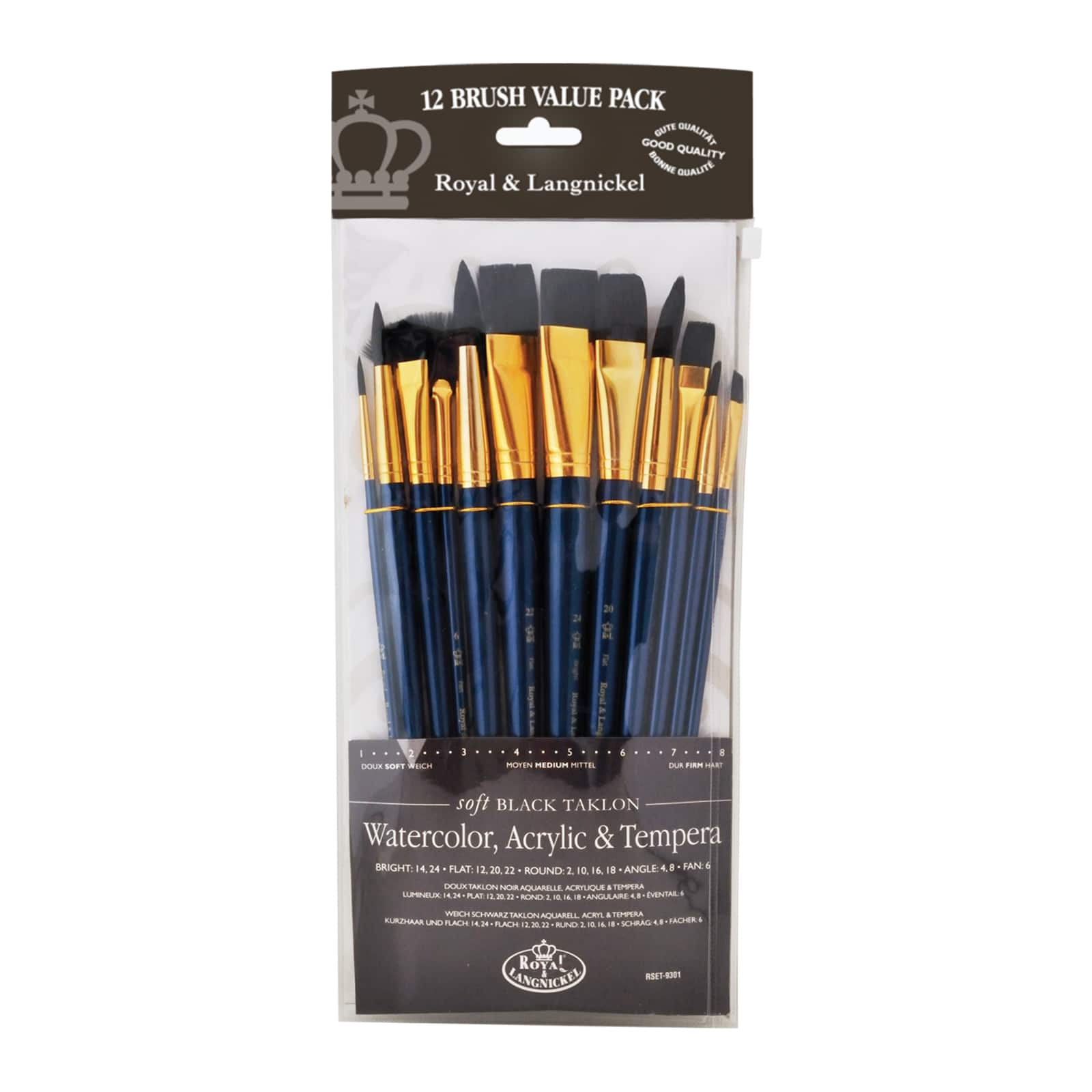 Royal &#x26; Langnickel&#xAE; Zip N&#x27; Close Black Taklon Brush Set