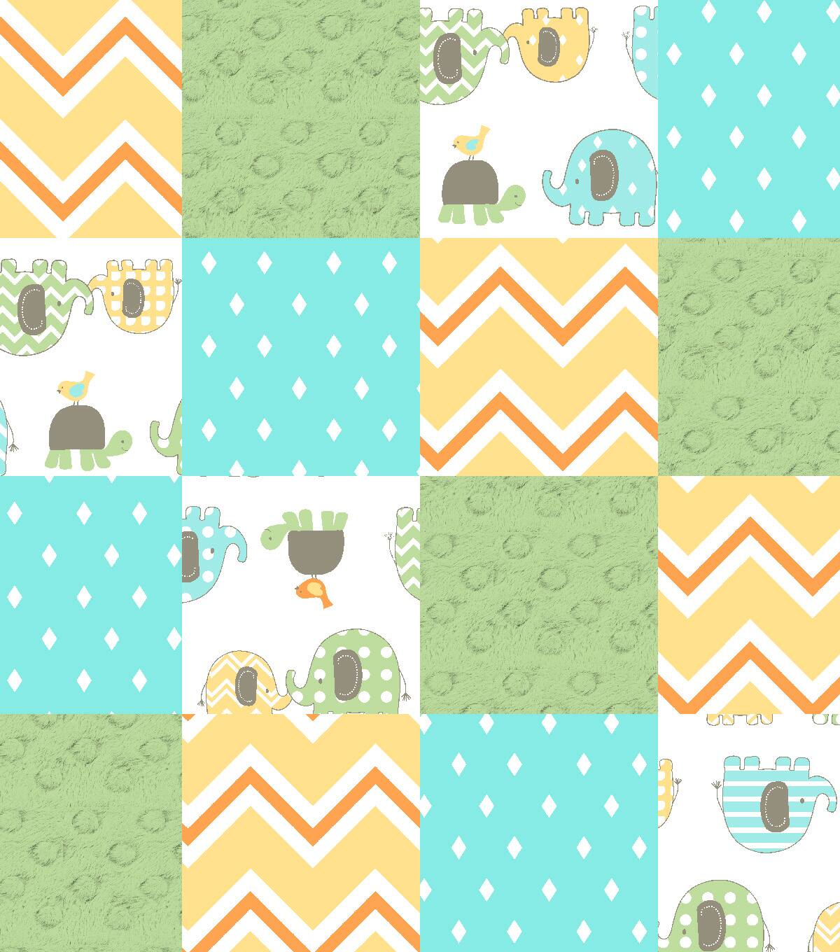 Springs Creative Chevron Jungle Scenic Patches Multi Substrate Fabric