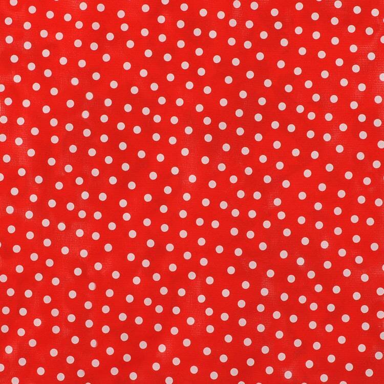 White on Red Polka Dots Oilcloth