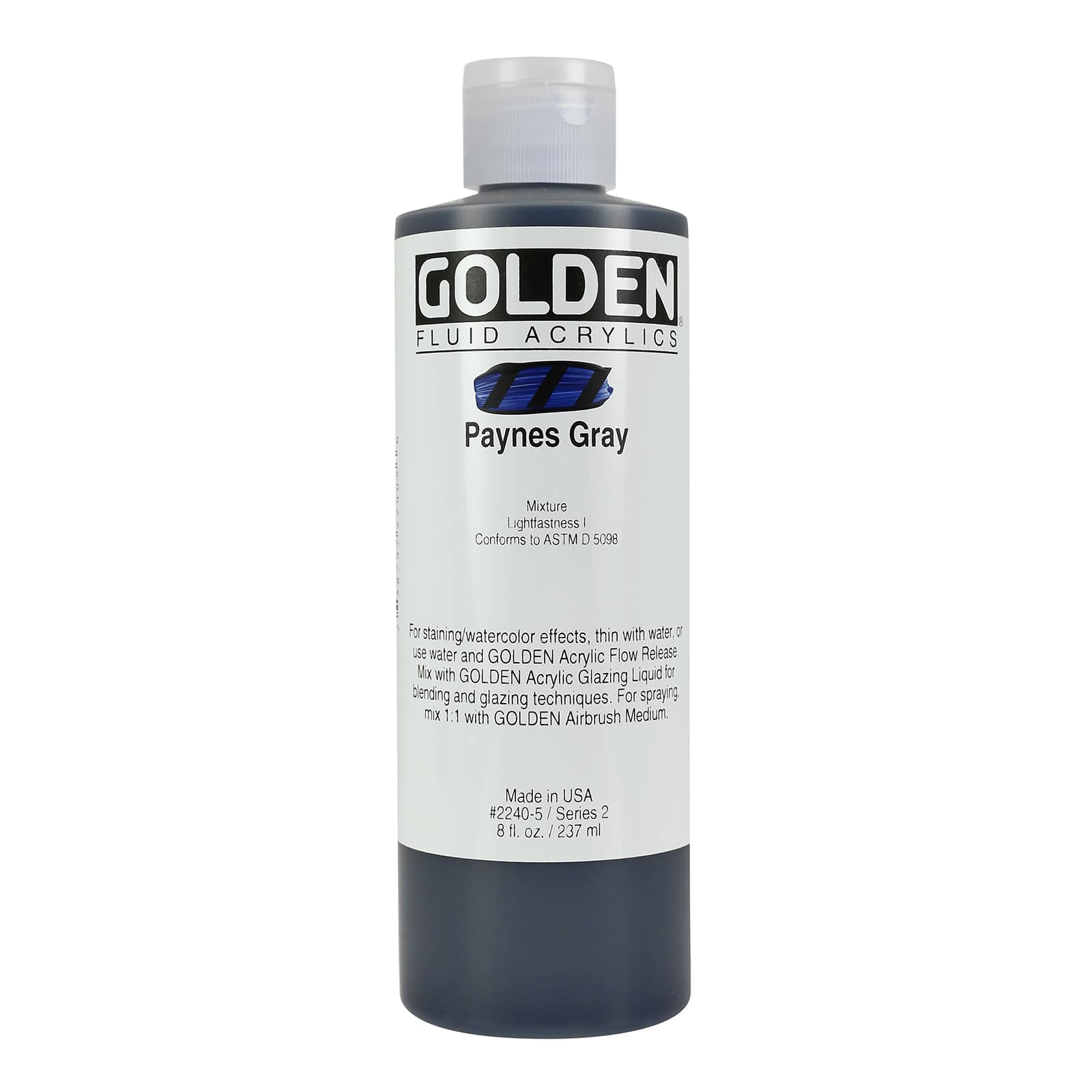 Golden Fluid Acrylics, 8 oz Paint in Paynes Gray