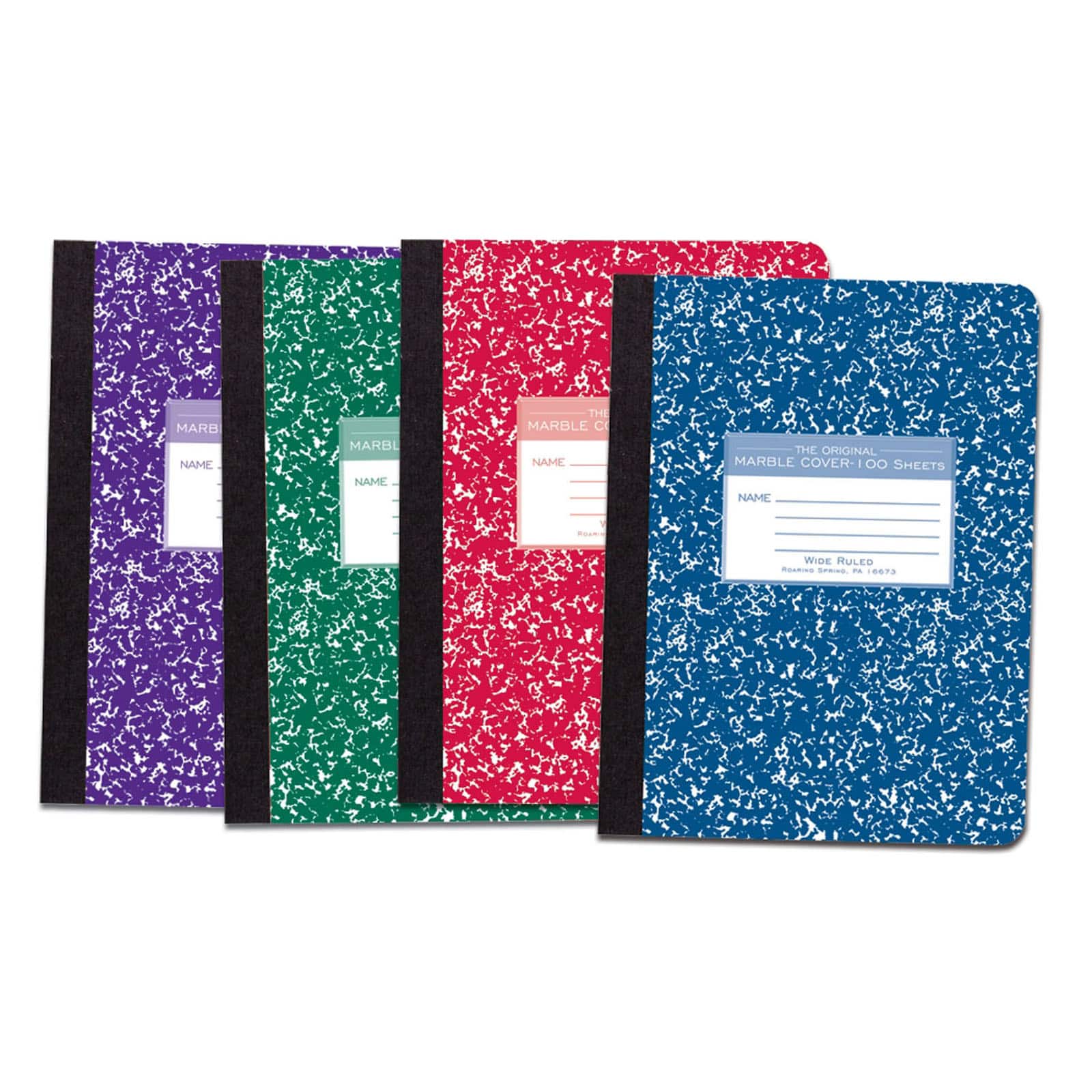 Assorted Colors Marble Composition Book, Pack of 6