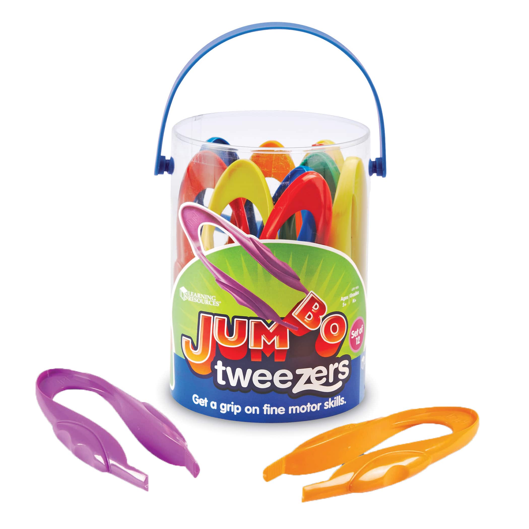 TDST Set of 2 Kids Jumbo Plastic Tweezers Red Blue for Kids Fine Motor  Toddlers Bulk with bonus TDST Mojo Stickers