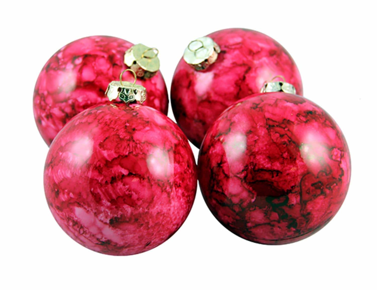 4ct Marbled Crimson Red Shatterproof Ball Ornaments
