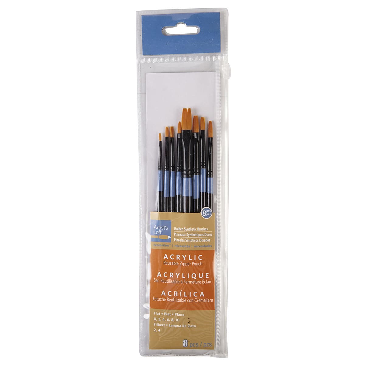 12 Packs: 8 ct. (96 total) Necessities&#x2122; Golden Synthetic Acrylic Flat Variety Brush Set by Artist&#x27;s Loft&#x2122;
