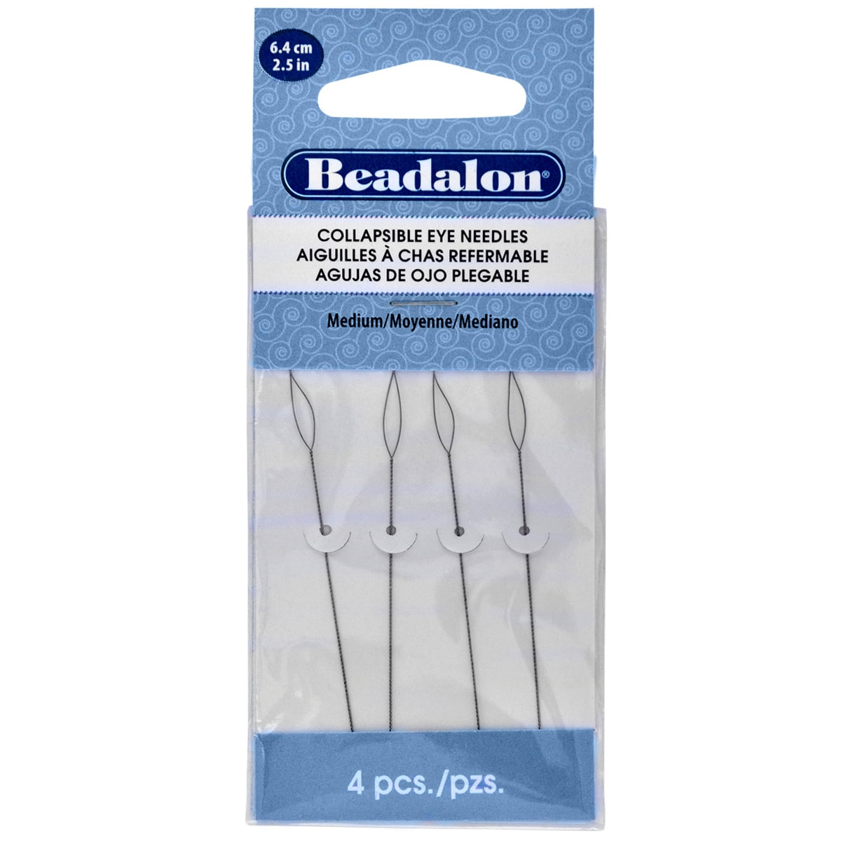 Beadalon Collapsible Eye Needles 2.5 4/Pkg Medium 