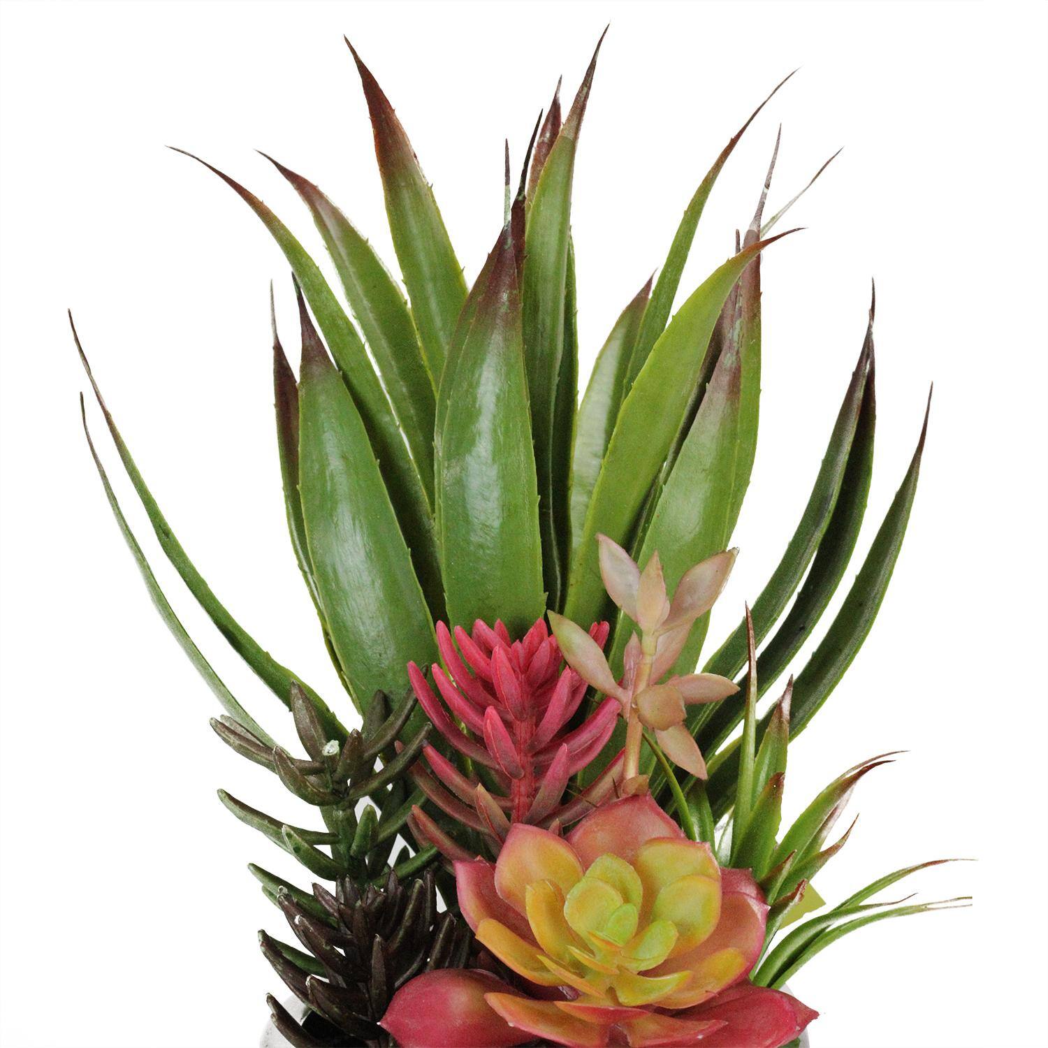 15&#x22; Artificial Succulents &#x26; Agave in Silver Ceramic Pot