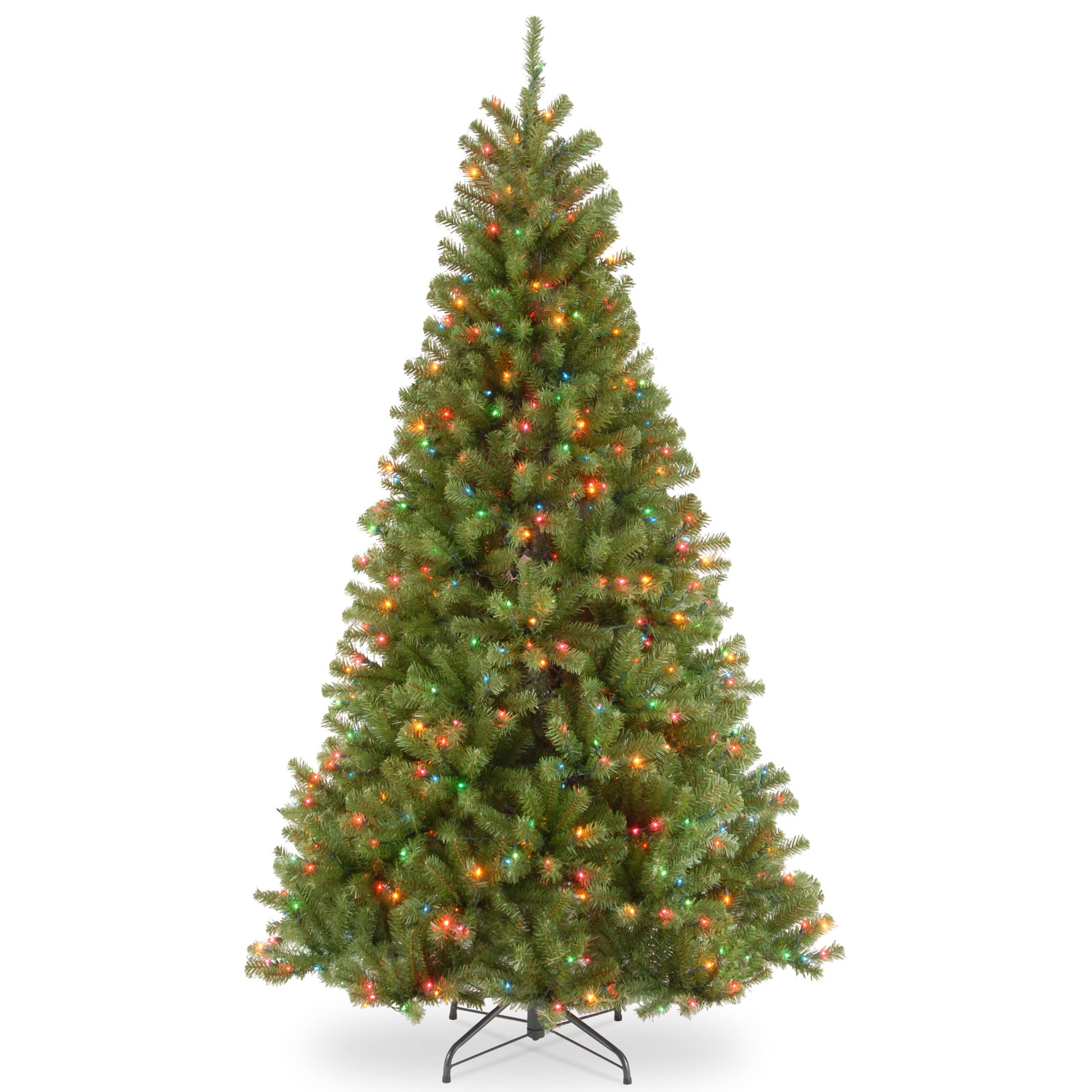 7.5 ft. Pre-lit Hinged North Valley Spruce Medium Artificial Christmas Tree, Multicolor Lights