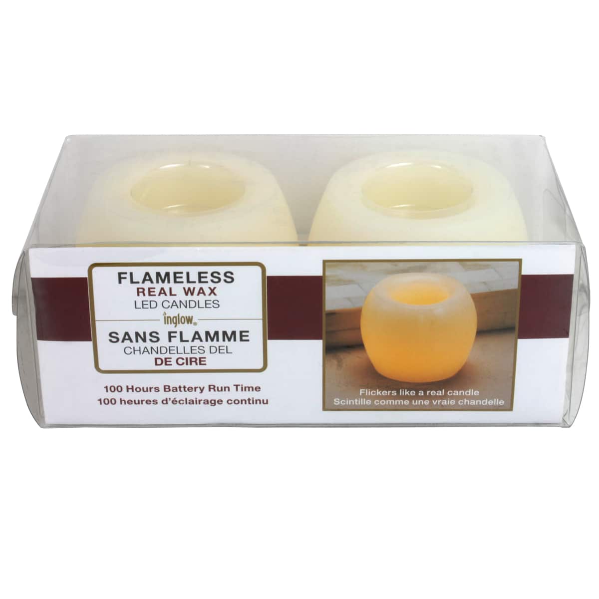 Inglow® Flameless Real Wax LED Mini Hurricanes, 2 Pack