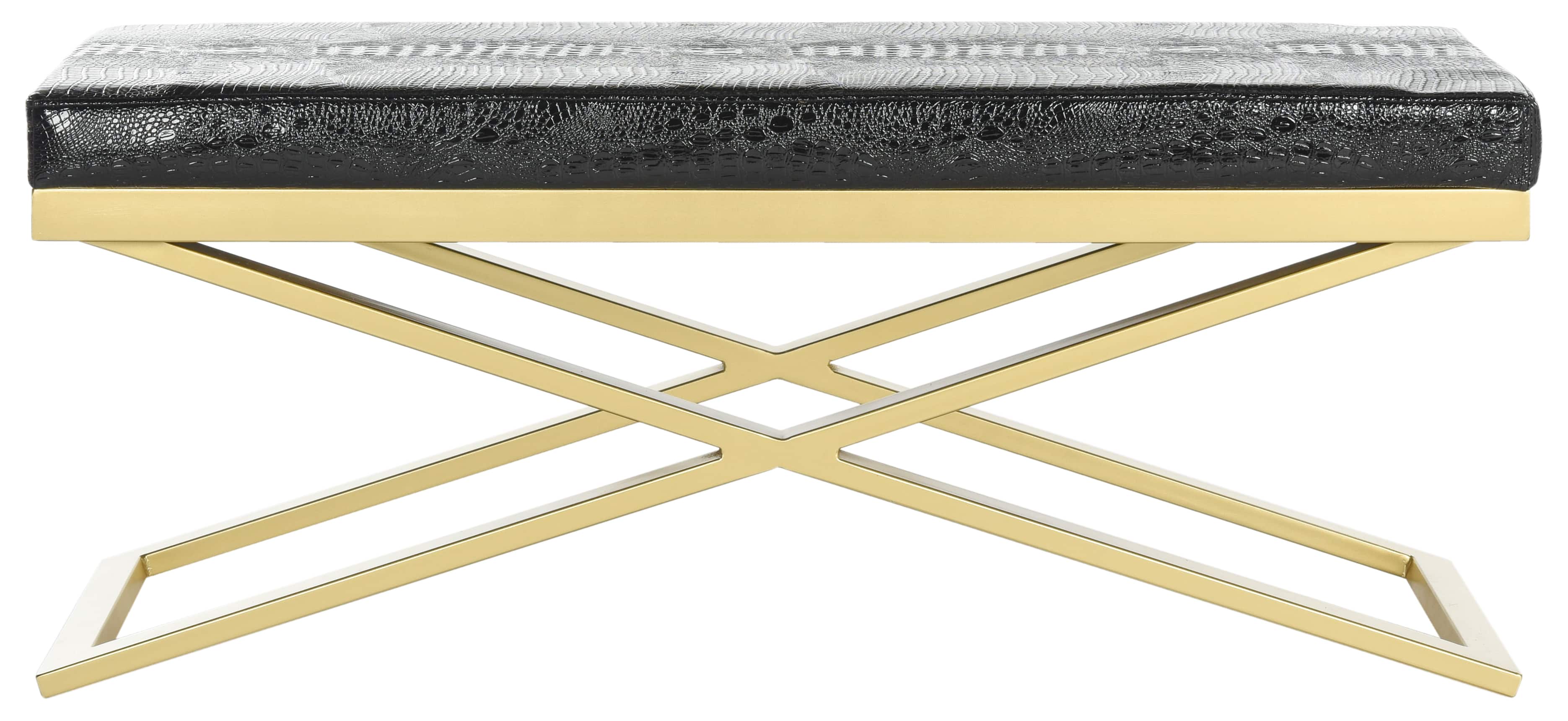 Acra Bench in Black Crocodile &#x26; Gold