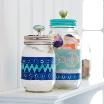 Washi Tape Mason Jars 