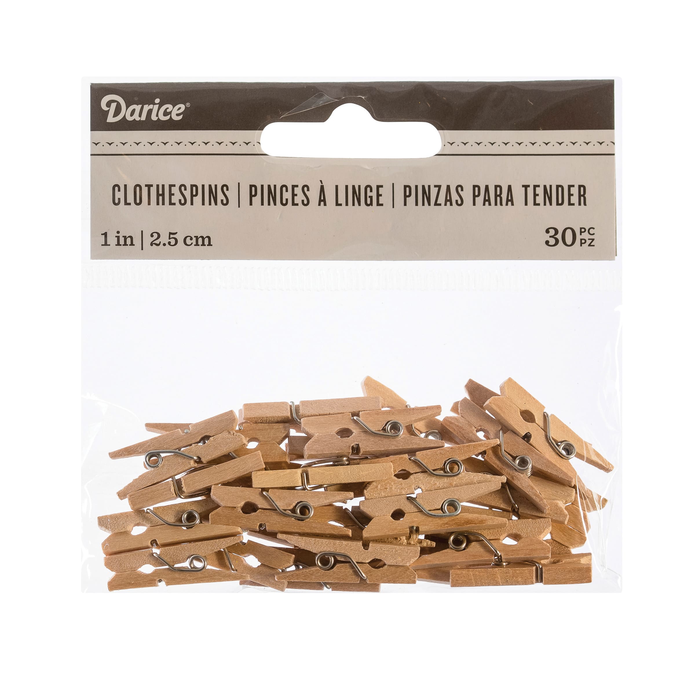 Darice 25 X 1 Mini Decorative Natural Wood Clothespins 30 Pack