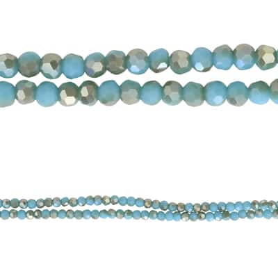 Aqua Mix Small Glass Faceted Round Beads, 3mm by Bead Landing™ image