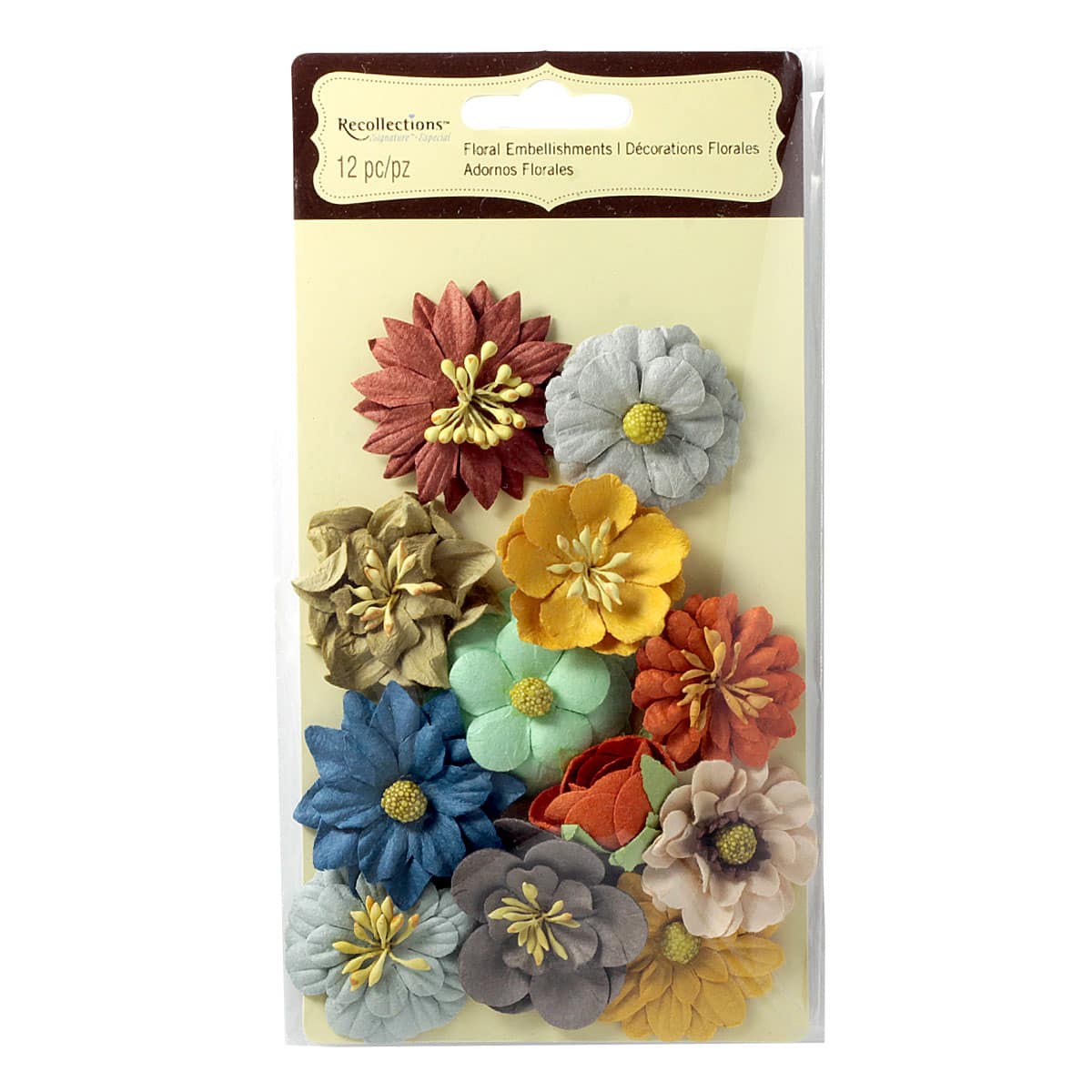 12 Pack: Fall Flowers Signature Floral Embellishments by Recollections&#x2122;