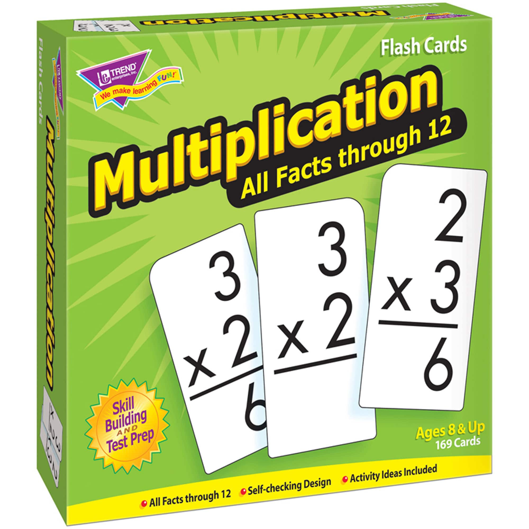 Trend Enterprises&#xAE; 3&#x201D; x 6&#x201D; Multiplication Math 0-12 All Facts Skill Drill Flash Cards