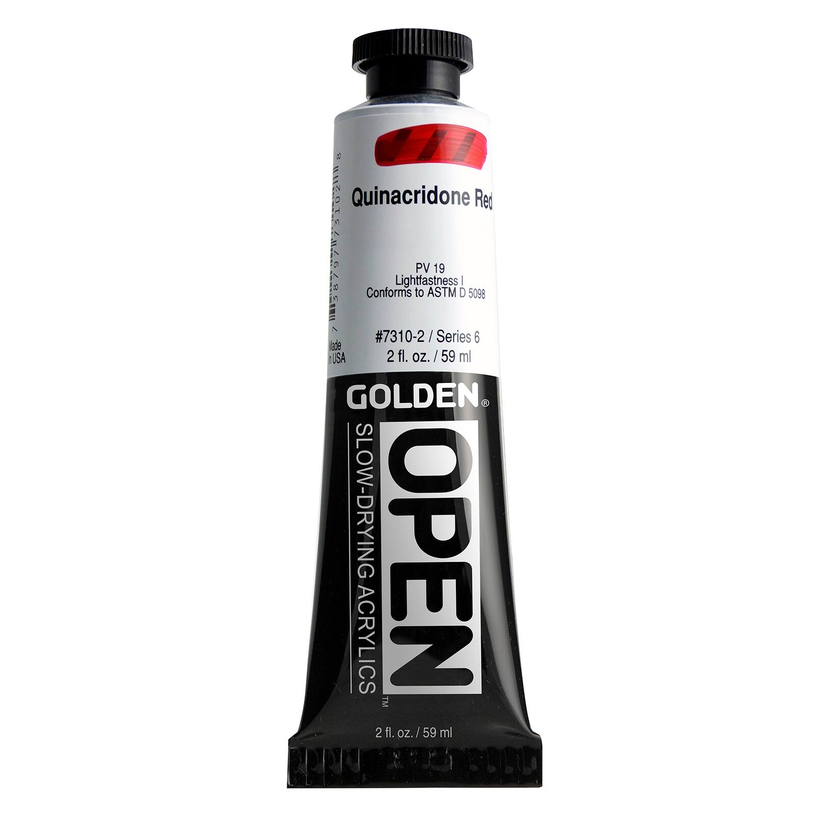 Golden OPEN Slow-Drying Acrylics, 2 oz Paint in Quinacridone Red