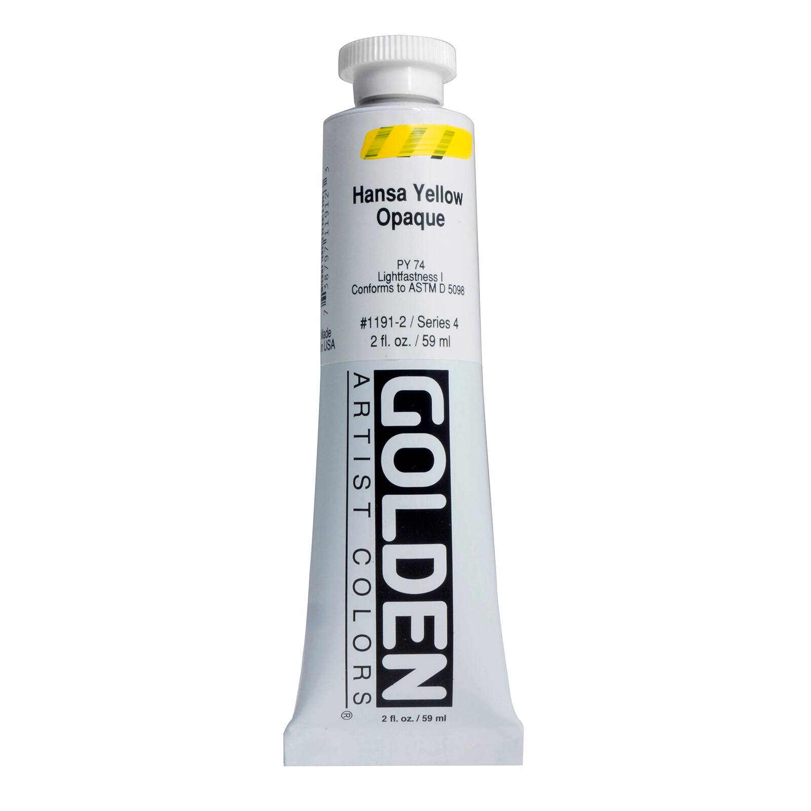 Golden Heavy Body Acrylic Paint, 2 oz in Hansa Yellow Opaque
