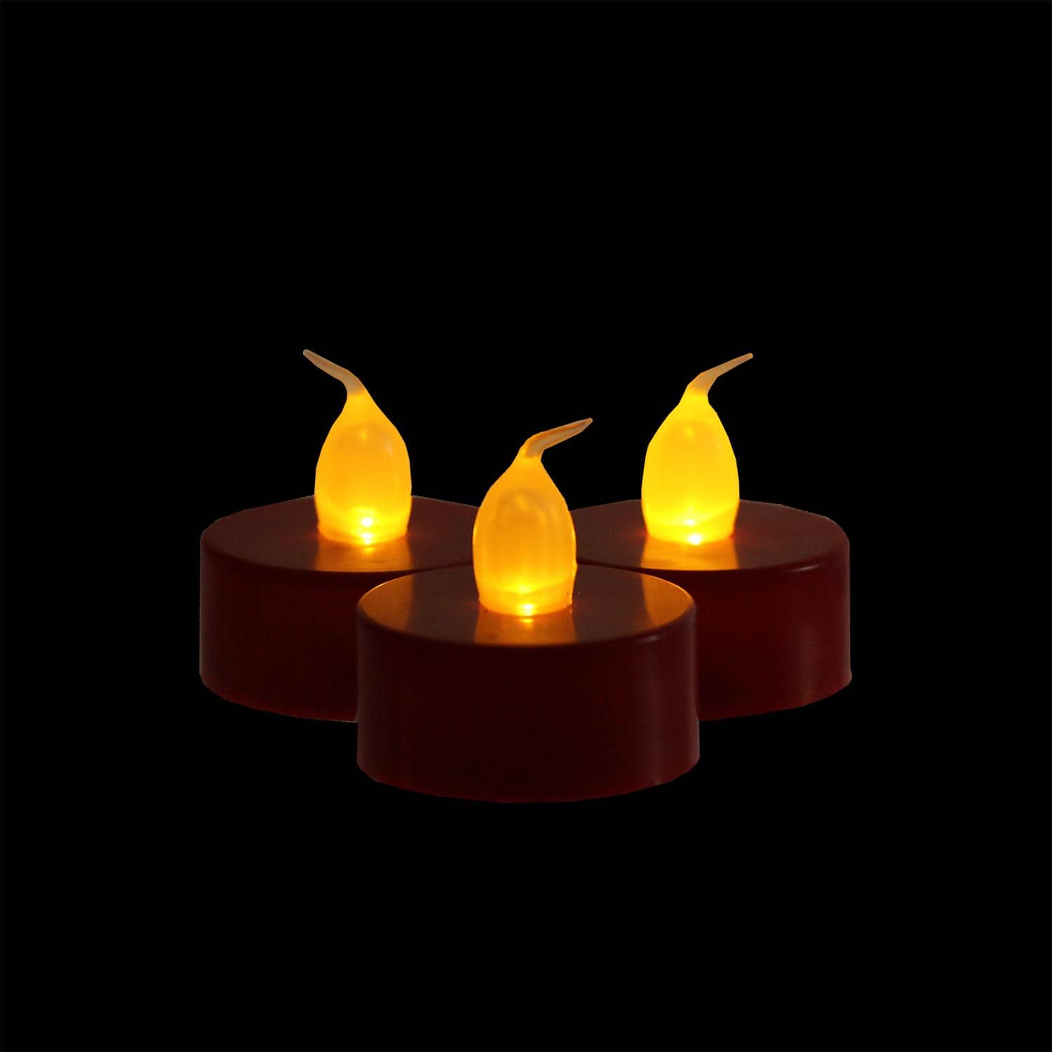 1.5" Amber & Red LED Flickering Tea Light Candle Set