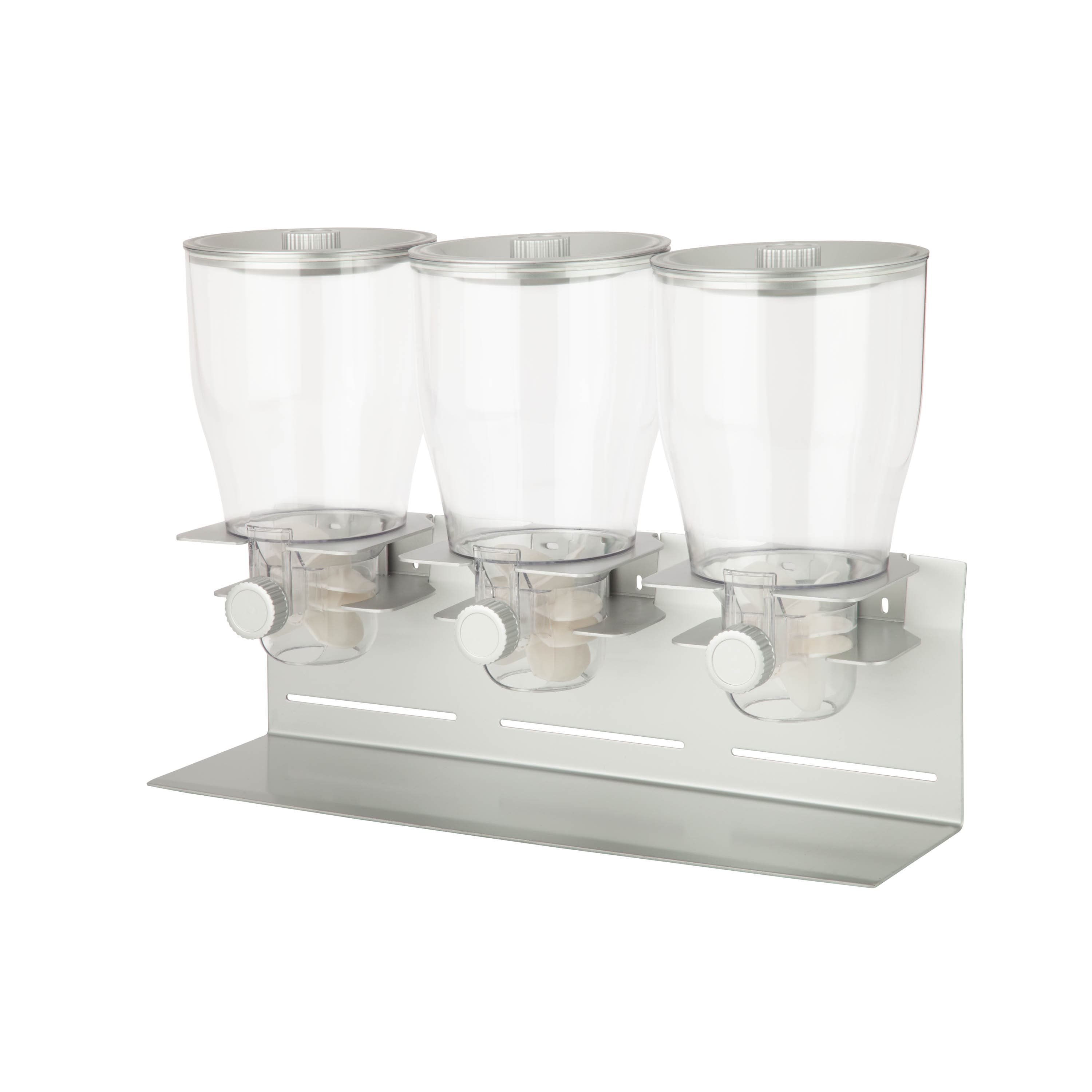 Honey Can Do Stainless Steel Triple Canister Dry Food Cereal Dispenser