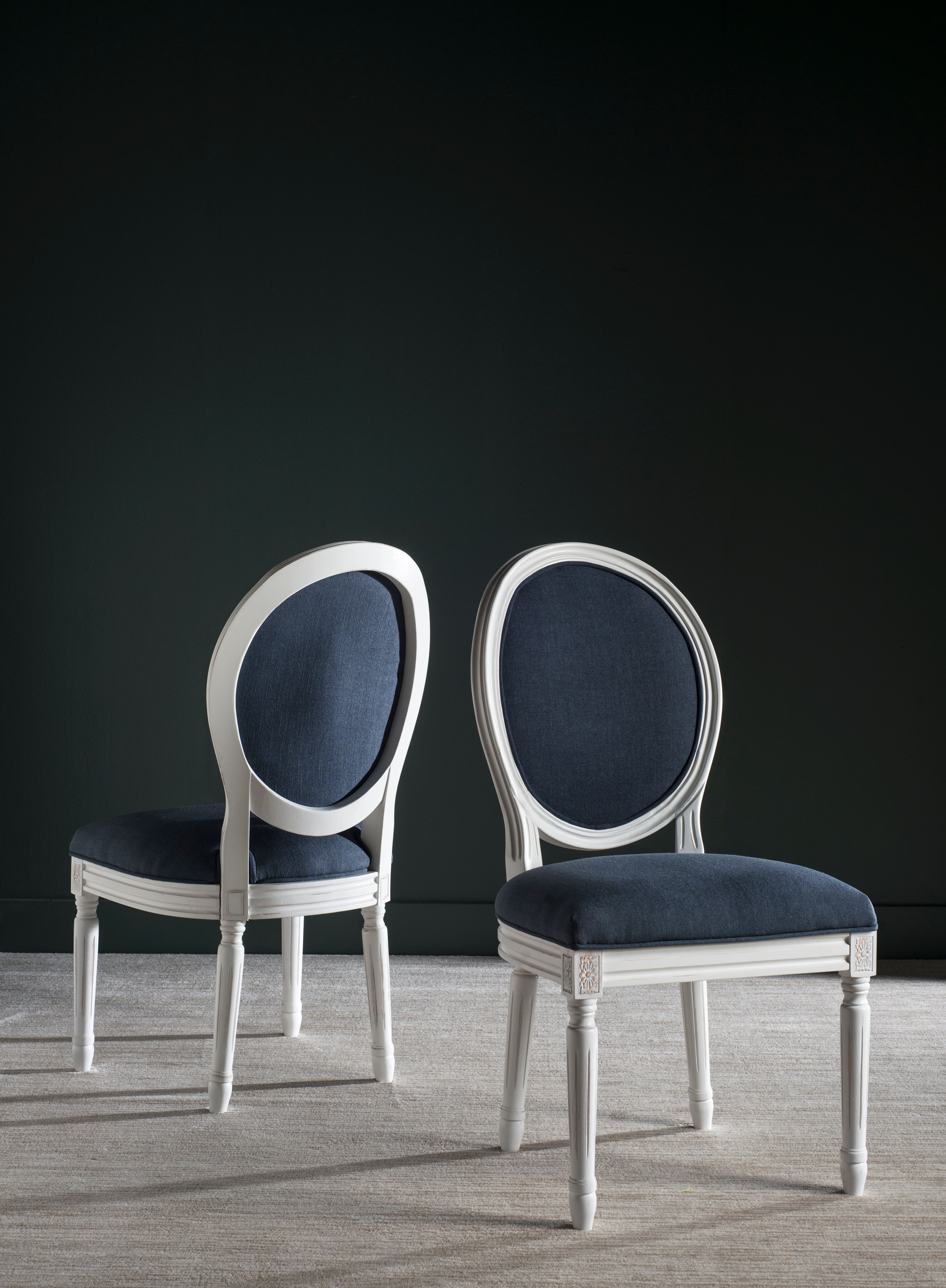 Holloway Oval Side Chair Set of 2 in Navy & Cream