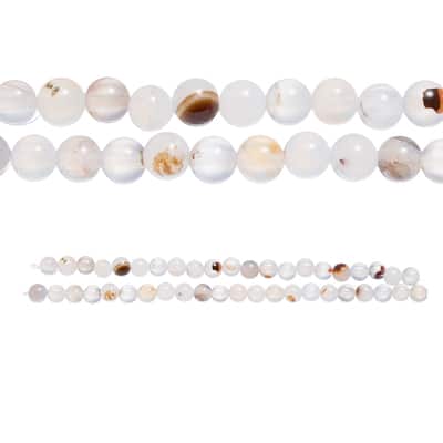 White Chalcedony Agate Round Beads, 6mm by Bead Landing™ image