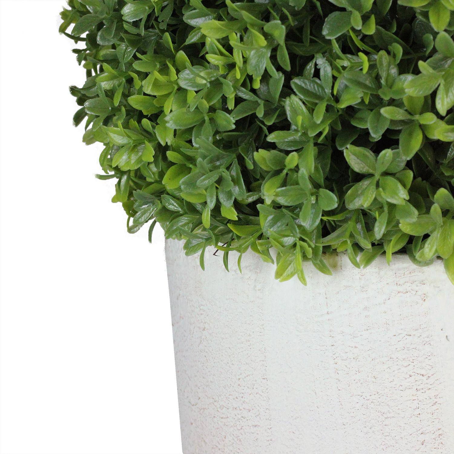 27" Green Artificial Boxwood in Stone Look Ceramic Pot