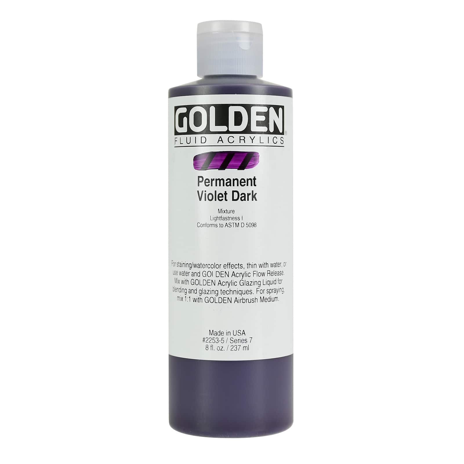 Golden Fluid Acrylics, 8 oz Paint in Permanent Violet Dark