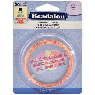 Beadalon German Style Wire-Copper Round - 20 Gauge, 19.7