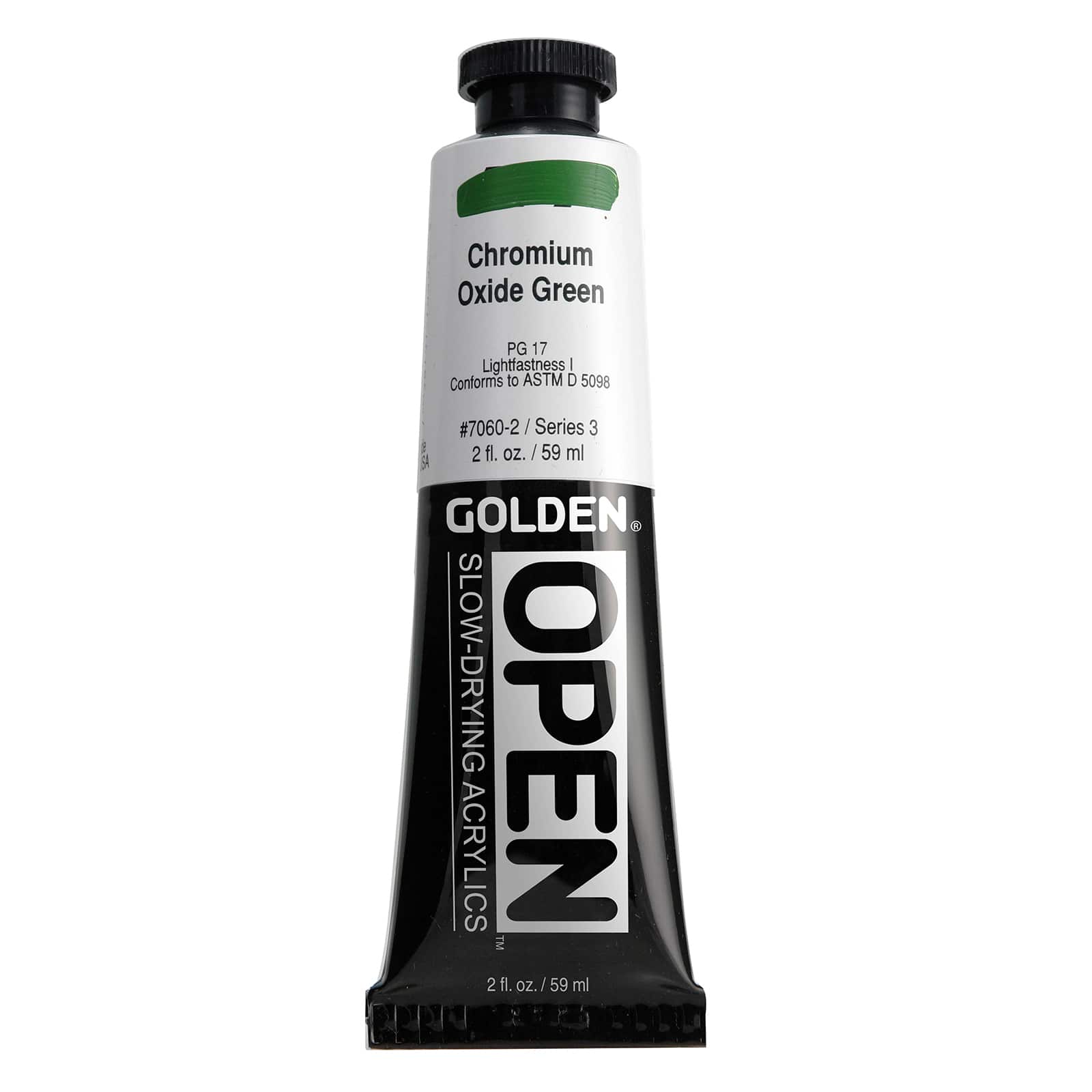Golden OPEN Slow-Drying Acrylics, 2 oz Paint in Chromium Oxide Green